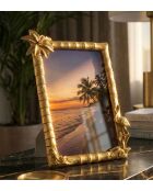 Cadre photo en polyrésine et verre Flamingo doré – 25x2,8x21 cm (format photo 15x20 cm)