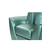 Lampe de chevet en polyrésine, fer et tissu Midcentury turquoise – D.26x43 cm