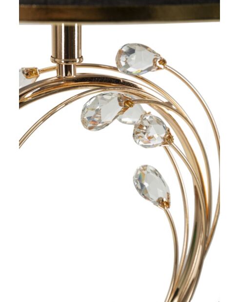 Stehlampe aus Eisen, Glas und schwarzem Brüsseler Stoff — D.38x160 cm