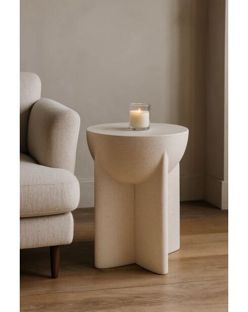 Table d’appoint en mgo History crème – D.33,5x48,5 cm