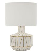 Lampe de table en céramique, fer et tissu Tangeri blanc/or – D.40x60 cm