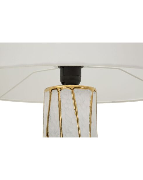 Lampe de table en céramique, fer et tissu Tangeri blanc/or – D.40x60 cm