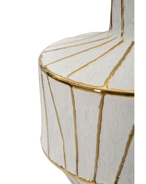 Lampe de table en céramique, fer et tissu Tangeri blanc/or – D.40x60 cm