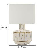 Lampe de table en céramique, fer et tissu Tangeri blanc/or – D.40x60 cm