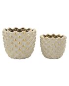 Lot de 2 cache-pots en céramique Pepitas gris/or – D.23x18 cm /D.18,5x15,5 cm