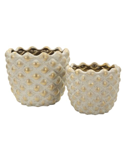 Lot de 2 cache-pots en céramique Pepitas gris/or – D.23x18 cm /D.18,5x15,5 cm