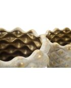 Lot de 2 cache-pots en céramique Pepitas gris/or – D.23x18 cm /D.18,5x15,5 cm