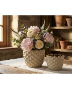 Lot de 2 cache-pots en céramique Pepitas gris/or – D.23x18 cm /D.18,5x15,5 cm