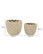 Lot de 2 cache-pots en céramique Pepitas gris/or – D.23x18 cm /D.18,5x15,5 cm