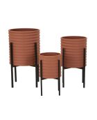 Lot de 3 supports pour vases en fer Milly rouge brique et noir – D.36x56,5 / 30x48,5 / 24x37,5 cm