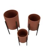 Lot de 3 supports pour vases en fer Milly rouge brique et noir – D.36x56,5 / 30x48,5 / 24x37,5 cm