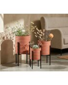 Lot de 3 supports pour vases en fer Milly rouge brique et noir – D.36x56,5 / 30x48,5 / 24x37,5 cm