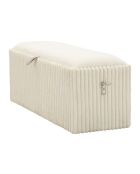 Banc coffre en mdf, éponge et polyester Göteborg blanc – 113x41x44 cm