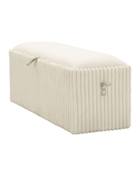 Banc coffre en mdf, éponge et polyester Göteborg blanc – 113x41x44 cm