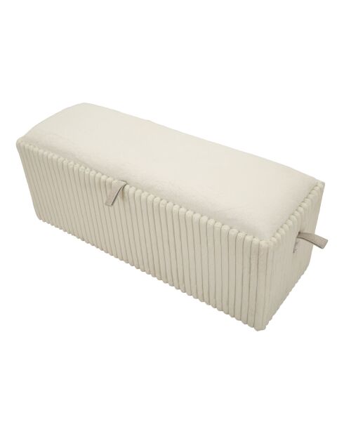 Banc coffre en mdf, éponge et polyester Göteborg blanc – 113x41x44 cm