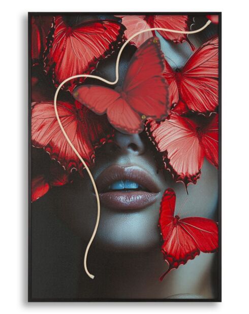 Tableau sur toile avec LED en toile, plastique et mdf Butterflies multicolore – 60x3,5x90 cm