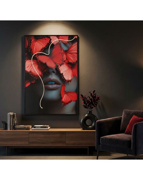 Tableau sur toile avec LED en toile, plastique et mdf Butterflies multicolore – 60x3,5x90 cm