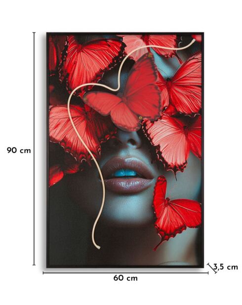 Tableau sur toile avec LED en toile, plastique et mdf Butterflies multicolore – 60x3,5x90 cm