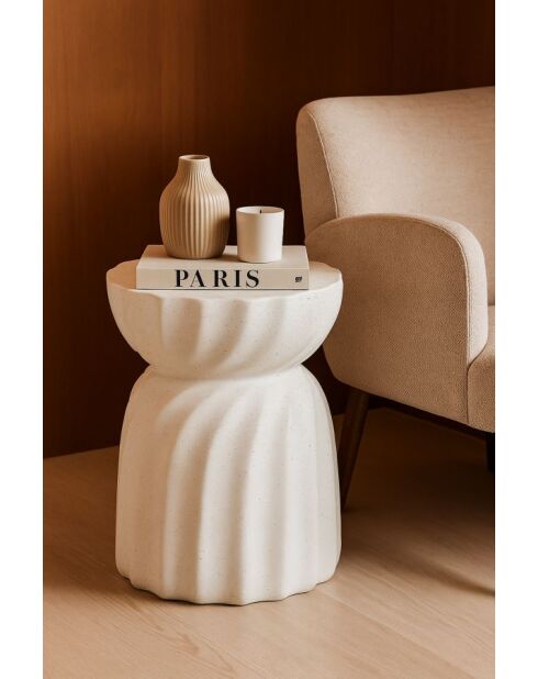 Table d’appoint en mgo Twisty crème – D.36x47,5 cm