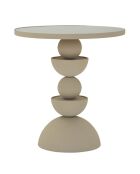 Table d’appoint en fer Dune avec miroir crème – D.40,5x42 cm