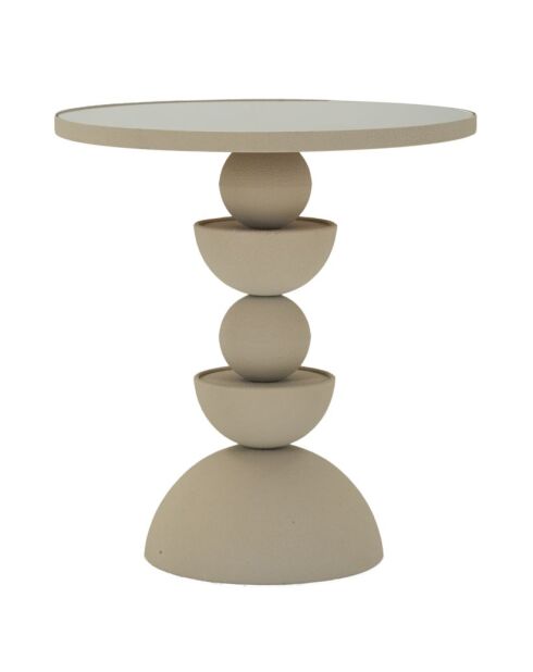 Table d’appoint en fer Dune avec miroir crème – D.40,5x42 cm