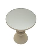 Table d’appoint en fer Dune avec miroir crème – D.40,5x42 cm