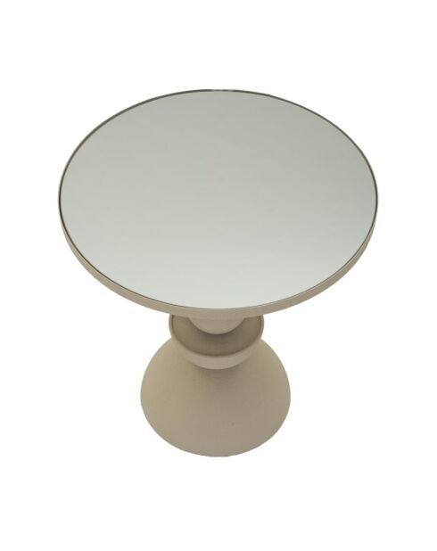 Table d’appoint en fer Dune avec miroir crème – D.40,5x42 cm