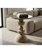 Table d’appoint en fer Dune avec miroir crème – D.40,5x42 cm