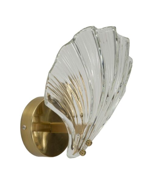 Applique murale en verre et fer Shell or/naturel – 20x14x22 cm