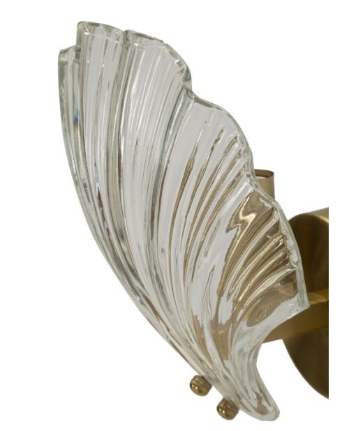 Applique murale en verre et fer Shell or/naturel – 20x14x22 cm