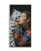 Tableau sur toile laquée en bois de pin, toile et plastique Moira (modèle A) avec cadre multicolore – 52x4x102 cm