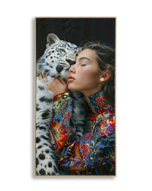 Tableau sur toile laquée en bois de pin, toile et plastique Moira (modèle A) avec cadre multicolore – 52x4x102 cm
