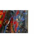 Tableau sur toile laquée en bois de pin, toile et plastique Moira (modèle A) avec cadre multicolore – 52x4x102 cm
