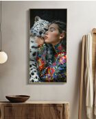 Tableau sur toile laquée en bois de pin, toile et plastique Moira (modèle A) avec cadre multicolore – 52x4x102 cm