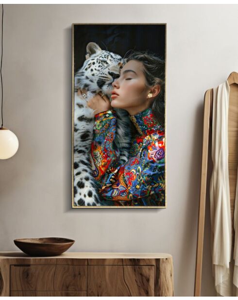 Tableau sur toile laquée en bois de pin, toile et plastique Moira (modèle A) avec cadre multicolore – 52x4x102 cm