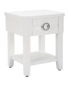 Table de chevet en bois de sapin, mdf et métal Shine blanche – 45x40x54 cm