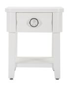 Table de chevet en bois de sapin, mdf et métal Shine blanche – 45x40x54 cm