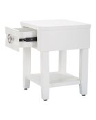 Table de chevet en bois de sapin, mdf et métal Shine blanche – 45x40x54 cm