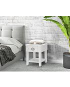 Table de chevet en bois de sapin, mdf et métal Shine blanche – 45x40x54 cm