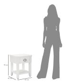 Table de chevet en bois de sapin, mdf et métal Shine blanche – 45x40x54 cm