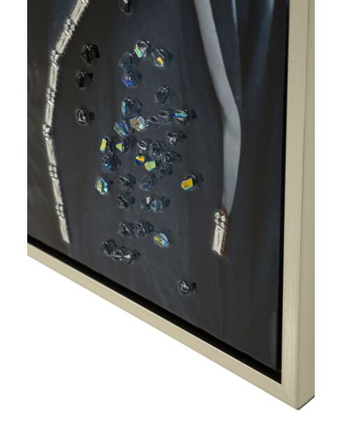 Tableau sur toile laquée en métal, bois de sapin et toile Edvy avec cadre multicolore – 53x3x73 cm