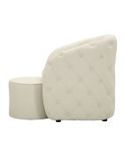 Fauteuil met voetenbank in grenenhout, mdf, spons en witte Zagreb pu — 76x75x80 cm /D.47x35 cm