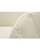 Fauteuil met voetenbank in grenenhout, mdf, spons en witte Zagreb pu — 76x75x80 cm /D.47x35 cm