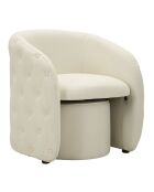 Fauteuil met voetenbank in grenenhout, mdf, spons en witte Zagreb pu — 76x75x80 cm /D.47x35 cm