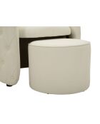 Fauteuil met voetenbank in grenenhout, mdf, spons en witte Zagreb pu — 76x75x80 cm /D.47x35 cm