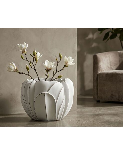 Cache-pot en polyrésine Gardy blanc – D.34,5x23,5 cm