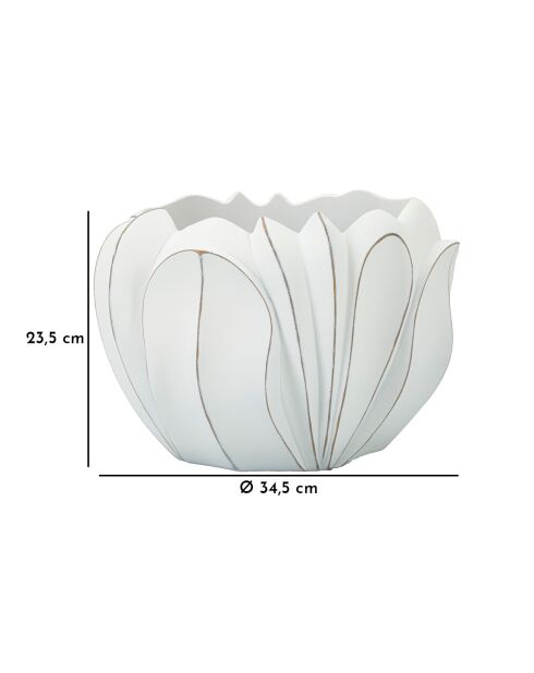 Cache-pot en polyrésine Gardy blanc – D.34,5x23,5 cm