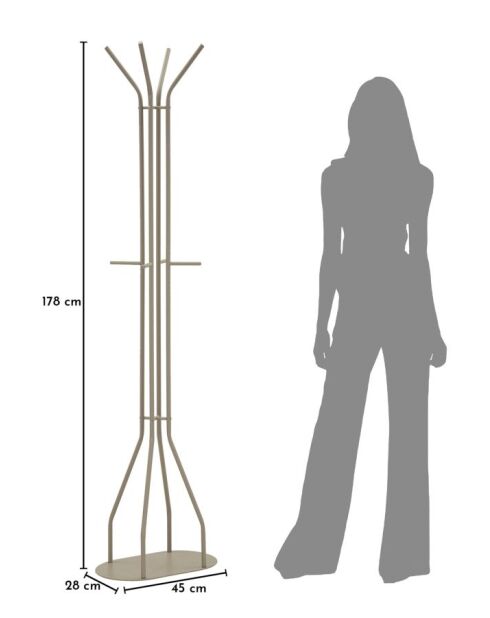 Porte-manteau en métal Saturno taupe – 45x28x178 cm