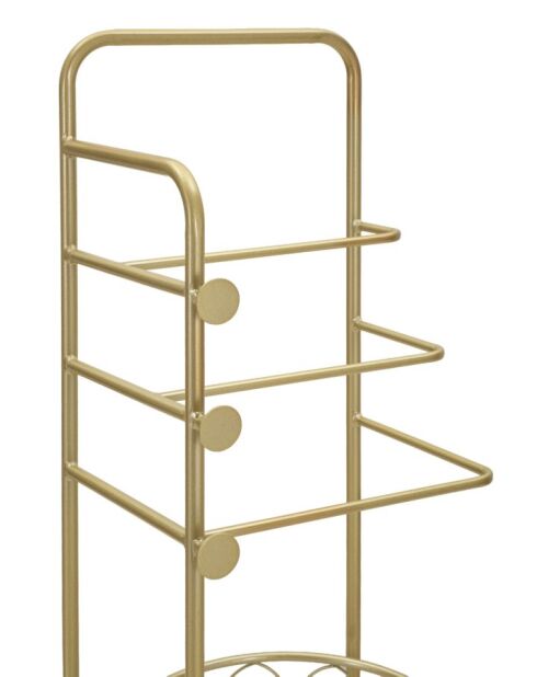 Porte-serviettes sur pied en métal et marbre artificiel Trip or/blanc – 40x30x112 cm