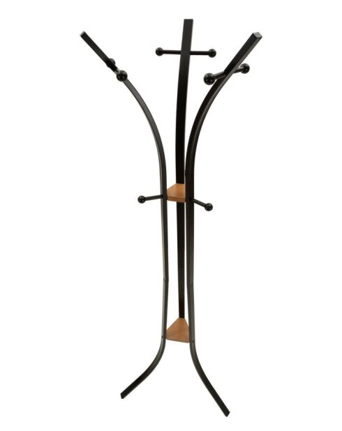 Porte-manteau sur piedxen métal et bois de chêne noir/brun – D.52x63x183 cm